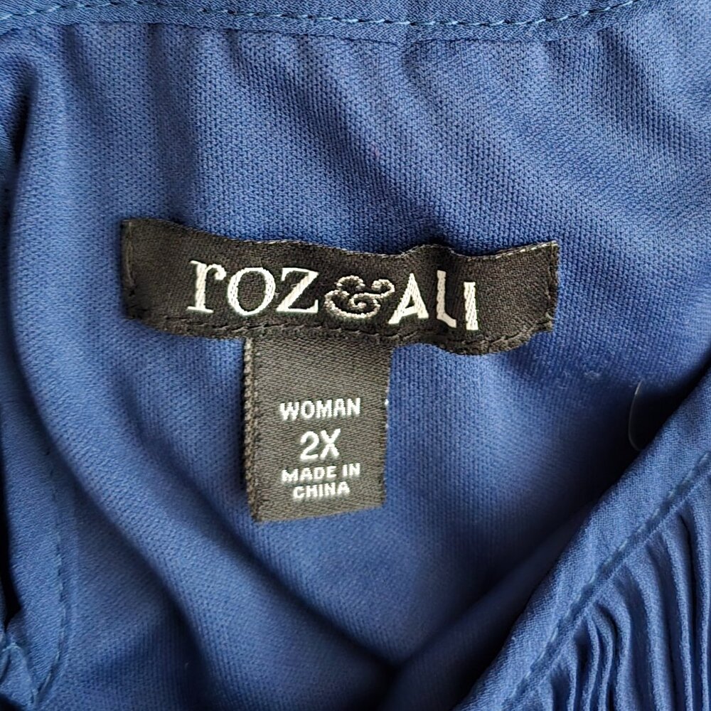 Roz & Ali Womens 2X Blue Pleated Peplum Tank Top Sleeveless Plus Size EUC - Picture 7 of 9